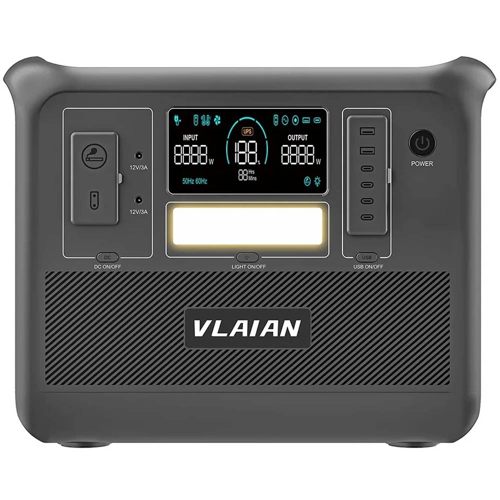 Зарядна станція VLAIAN V2000, 2000 Вт, 1536 Вт*год (електростанція для дому, UPS, ДБЖ), сірий