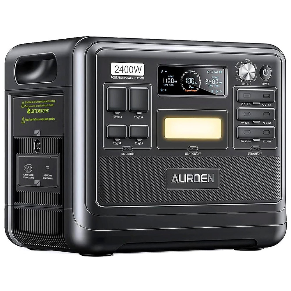 Зарядна станція Aliroen F2400, 2400 Вт, 2048 Вт/год (електростанція для дому, UPS, ДБЖ) EU, чорний