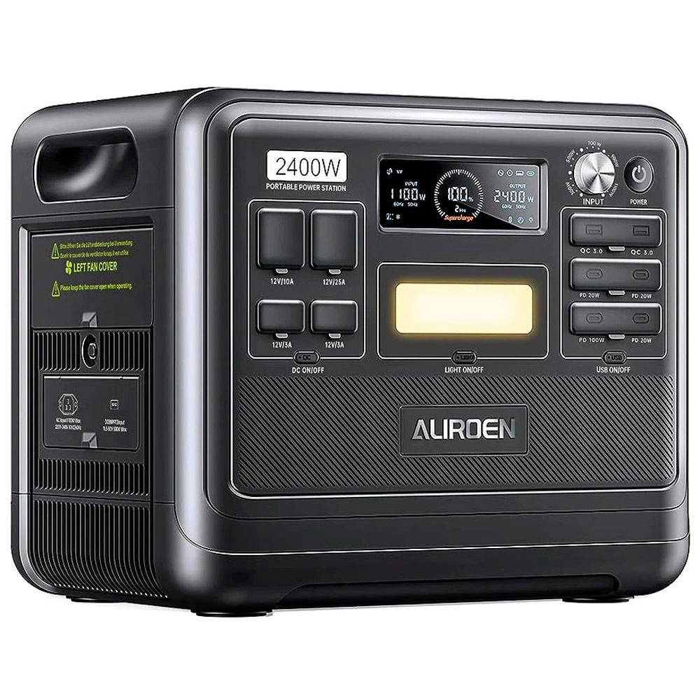 Зарядна станція Aliroen F2400, 2400 Вт, 2048 Вт/год (електростанція для дому, UPS, ДБЖ) EU, чорний