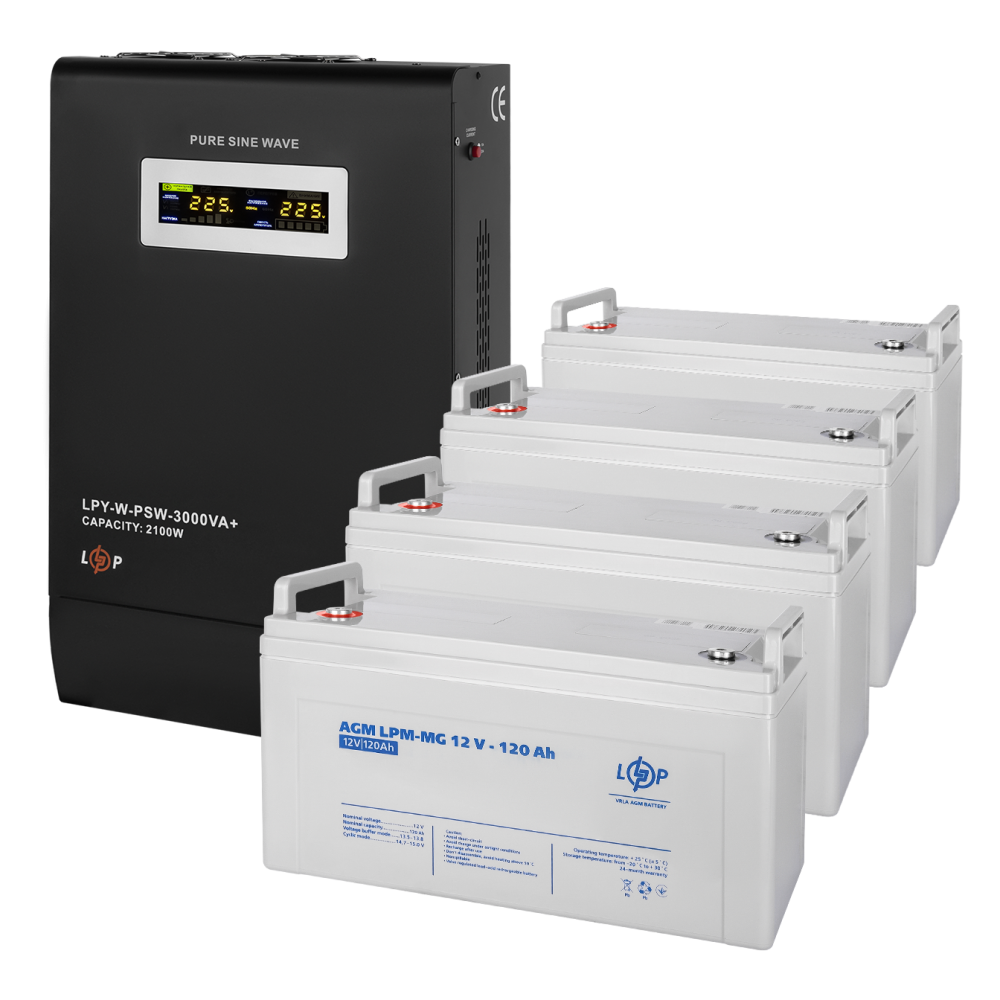 Комплект резервного живлення LP (LogicPower) ДБЖ + мультигелева батарея (UPS W3000 + АКБ MG 5760Wh)