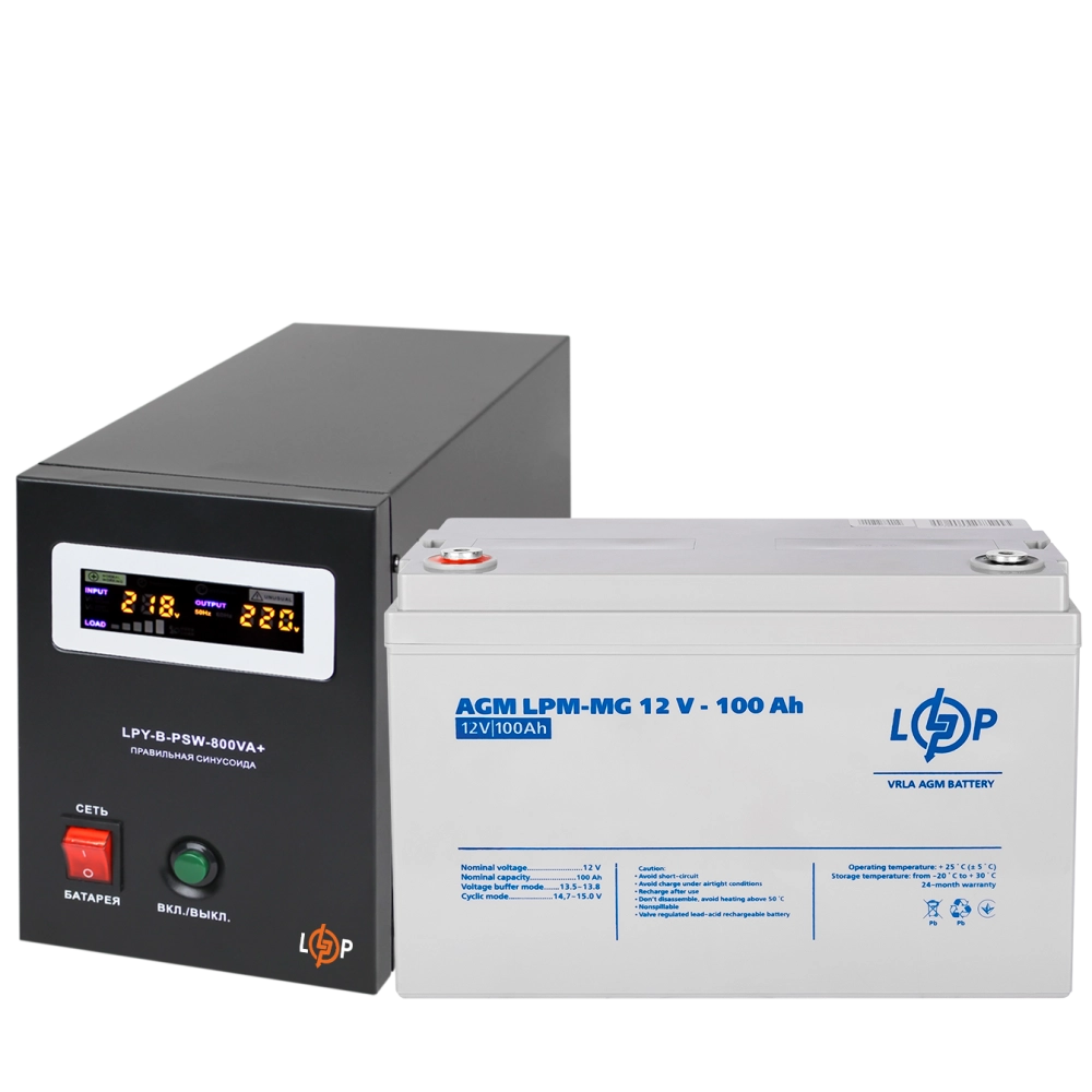 Комплект резервного живлення LP (LogicPower) ДБЖ + мультигелева батарея (UPS B800 + АКБ MG 1200Wh)