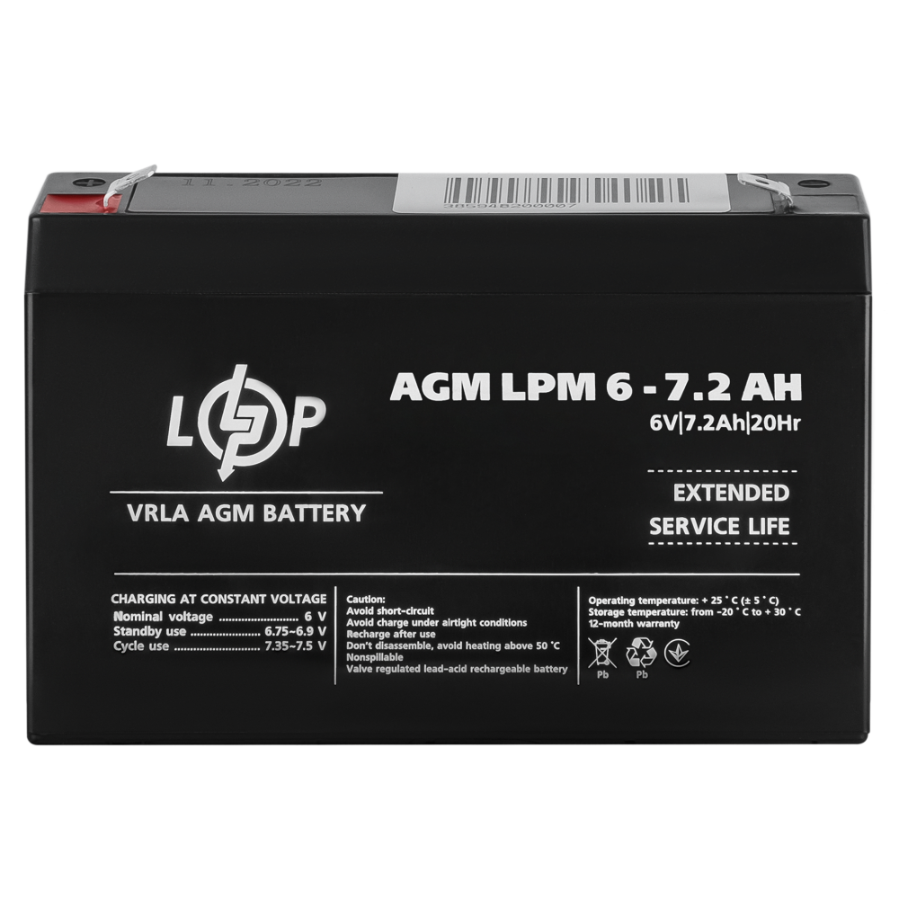 Акумулятор AGM LPM 6V - 7.2 Ah