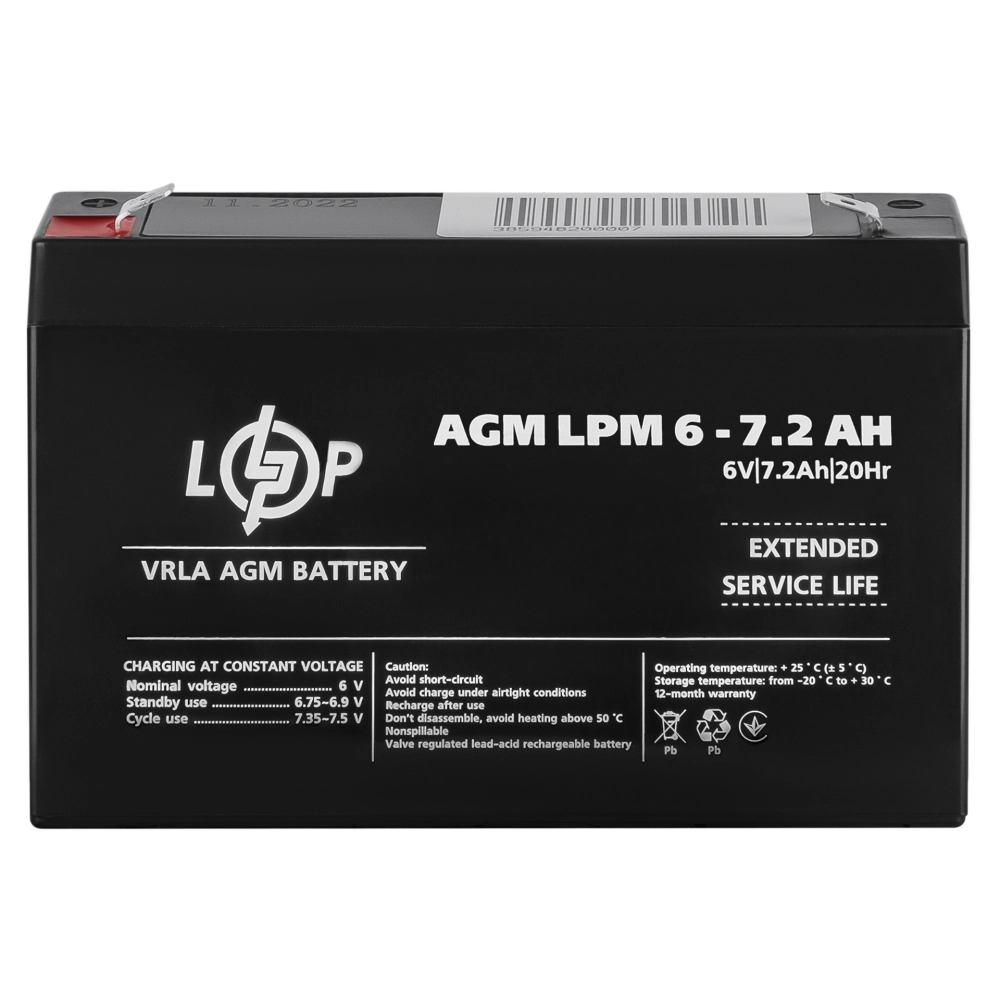 Акумулятор AGM LPM 6V - 7.2 Ah