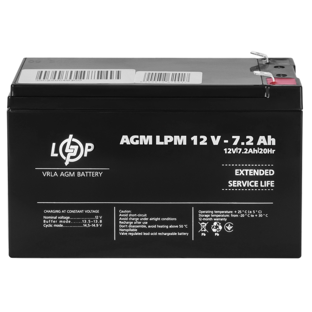 Акумулятор AGM LPM 12V - 7.2 Ah
