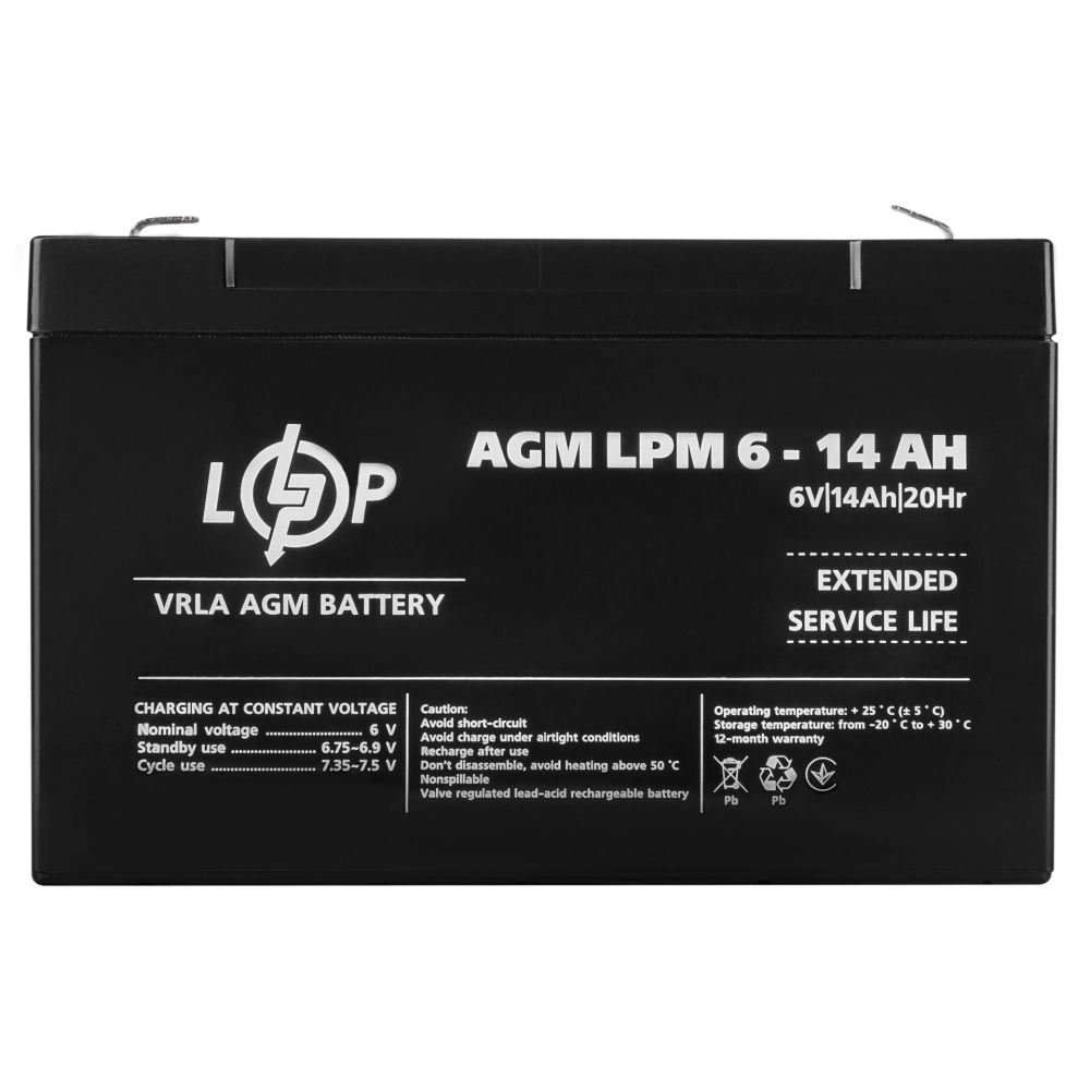 Акумулятор AGM LPM 6V - 14 Ah
