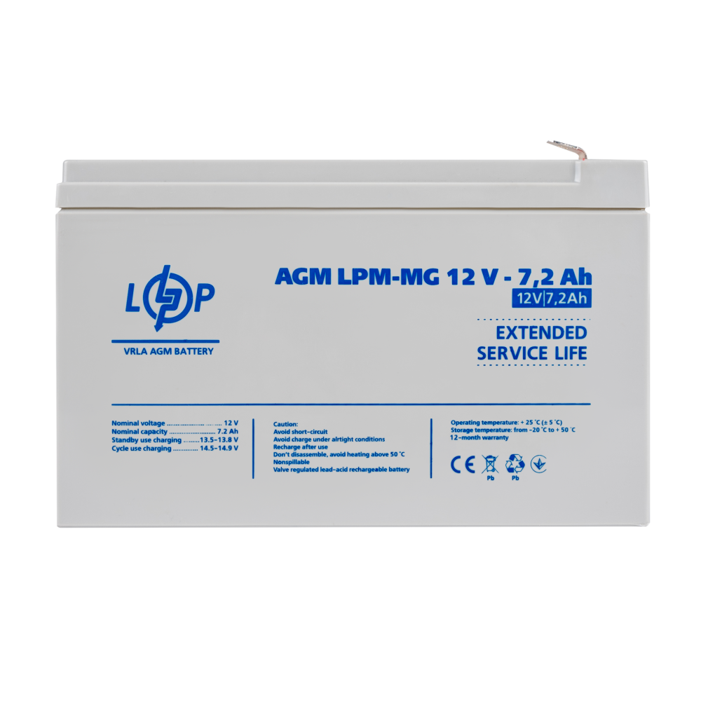 Акумулятор мультигелевий LPM-MG 12V - 7.2 Ah