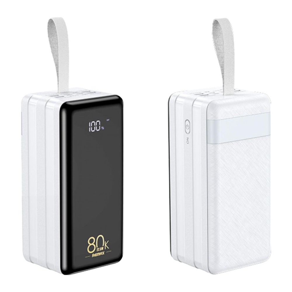 Зовнішній акумулятор Remax Chinen 80000mAh QC 22.5W LED лампа білий (RPP-291)